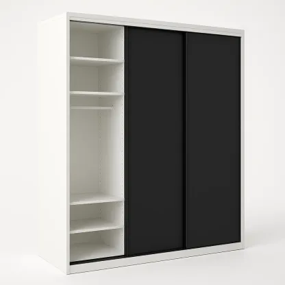 Vaatekaappi Liukuovellinen Valkoinen/Musta 200x150x60 cm