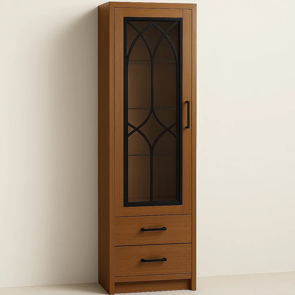 Vitriinikaappi Puusta Teräskehikolla 40x175x30 cm