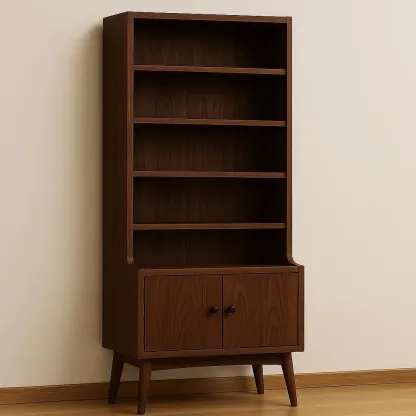 Vitriinikaappi Pähkinäpuuviilu Viidellä Hyllyllä ja Kaapilla