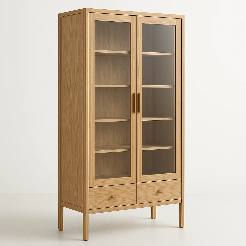 Vitriinikaappi Korkea Lasiovellinen Tammi 190x80x40 cm
