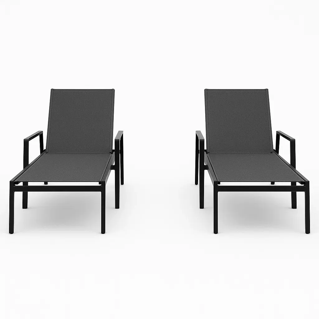 Aurinkotuolit ja lepotuolit 2 kpl Säädettävä Lepotuoli Alumiinia Harmaa 200x65x38 cm