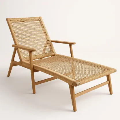 Aurinkotuolit ja lepotuolit Puinen Säädettävä Selkänoja ja Käsinojat Puurunko/Rottinki 200x70x90 cm