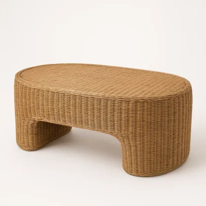 Puutarhan sohvapöytä Soikea Rottinki 120x60x40 cm Luonnonväri