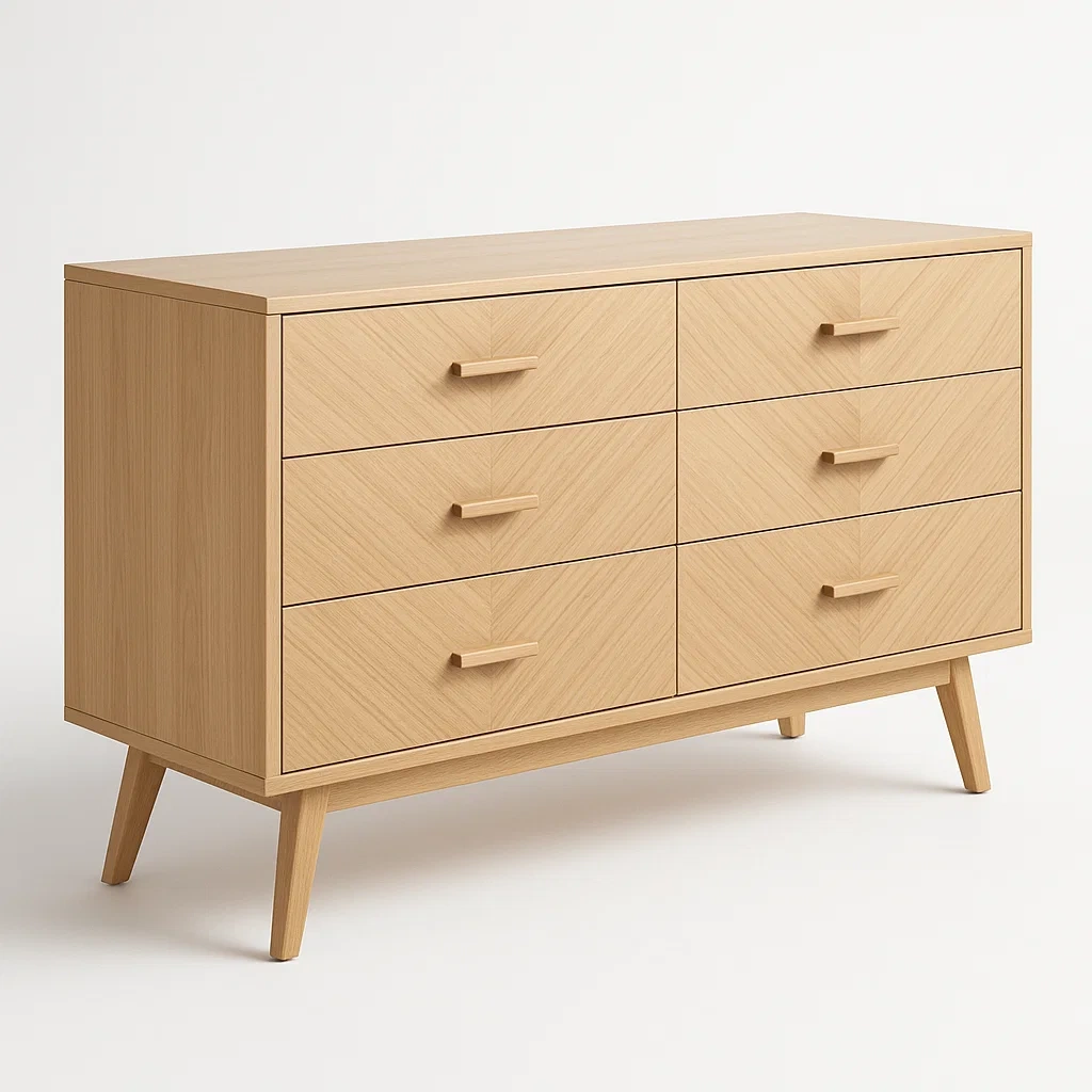 Lipasto korkea 6 vetolaatikkoa massiivitammi 75x120x45 cm