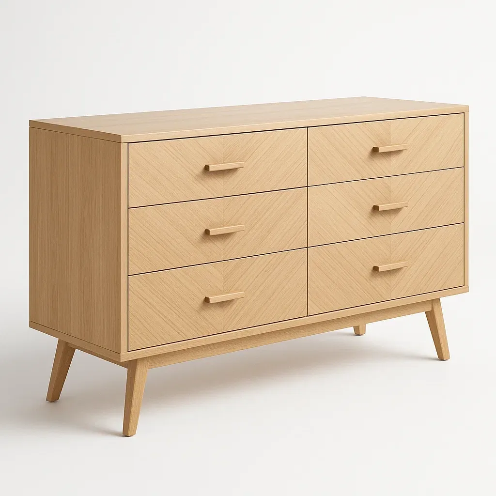 Lipasto korkea 6 vetolaatikkoa massiivitammi 75x120x45 cm