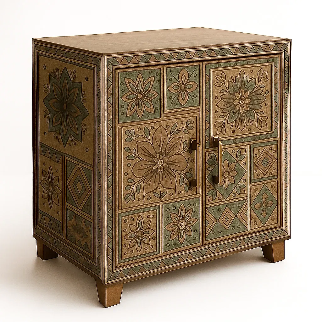 Lipasto puu kukka kuvio kaksiosainen ovi pieni koko 80x60x40 cm