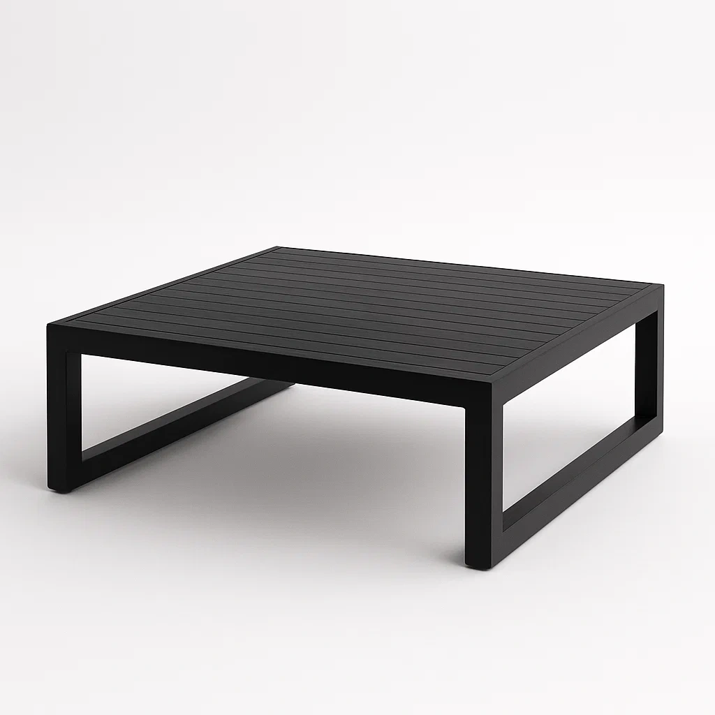 Puutarhapöytä Alumiininen Musta Matala 80x80x30 cm