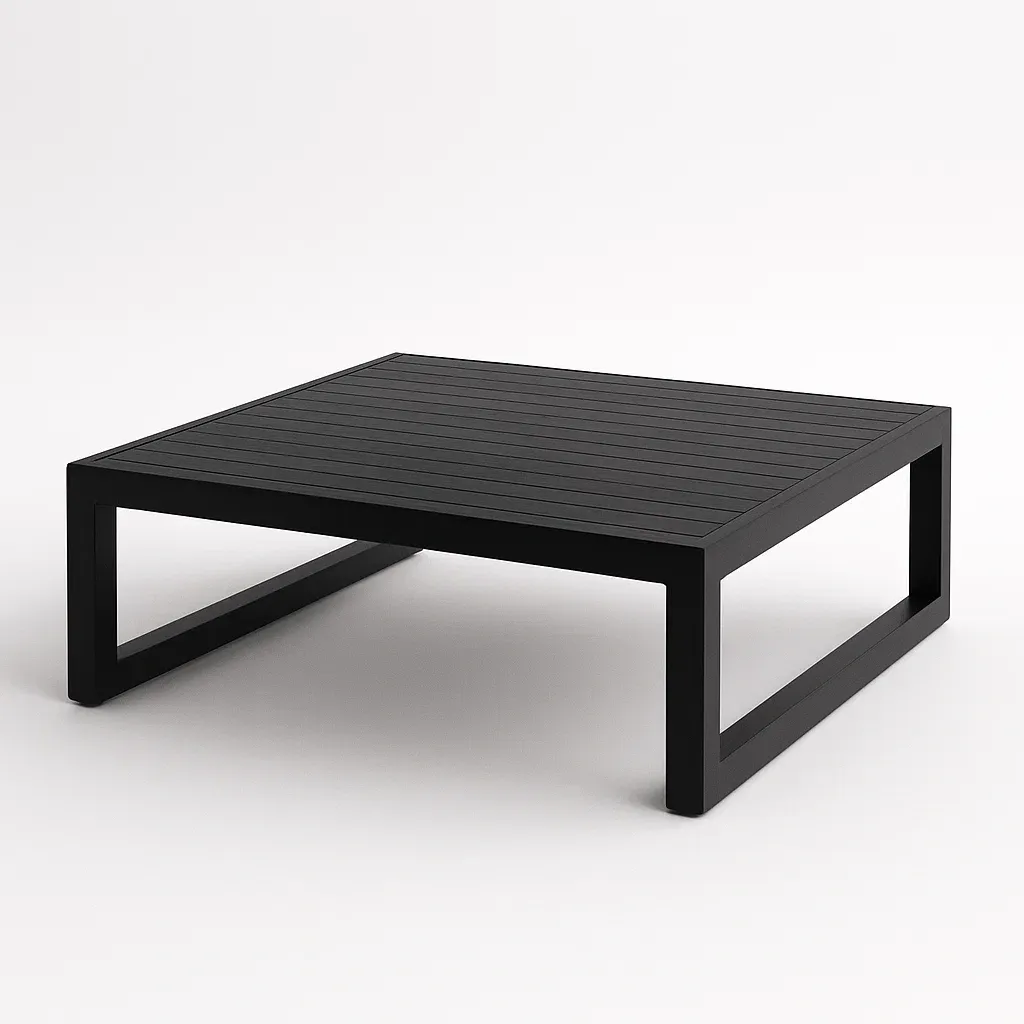 Puutarhapöytä Alumiininen Musta Matala 80x80x30 cm