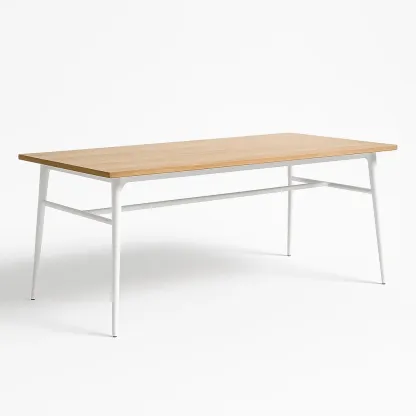 Puutarhapöytä Puinen Suorakulmainen Valkoisilla Metallijaloilla 180x90x75 cm