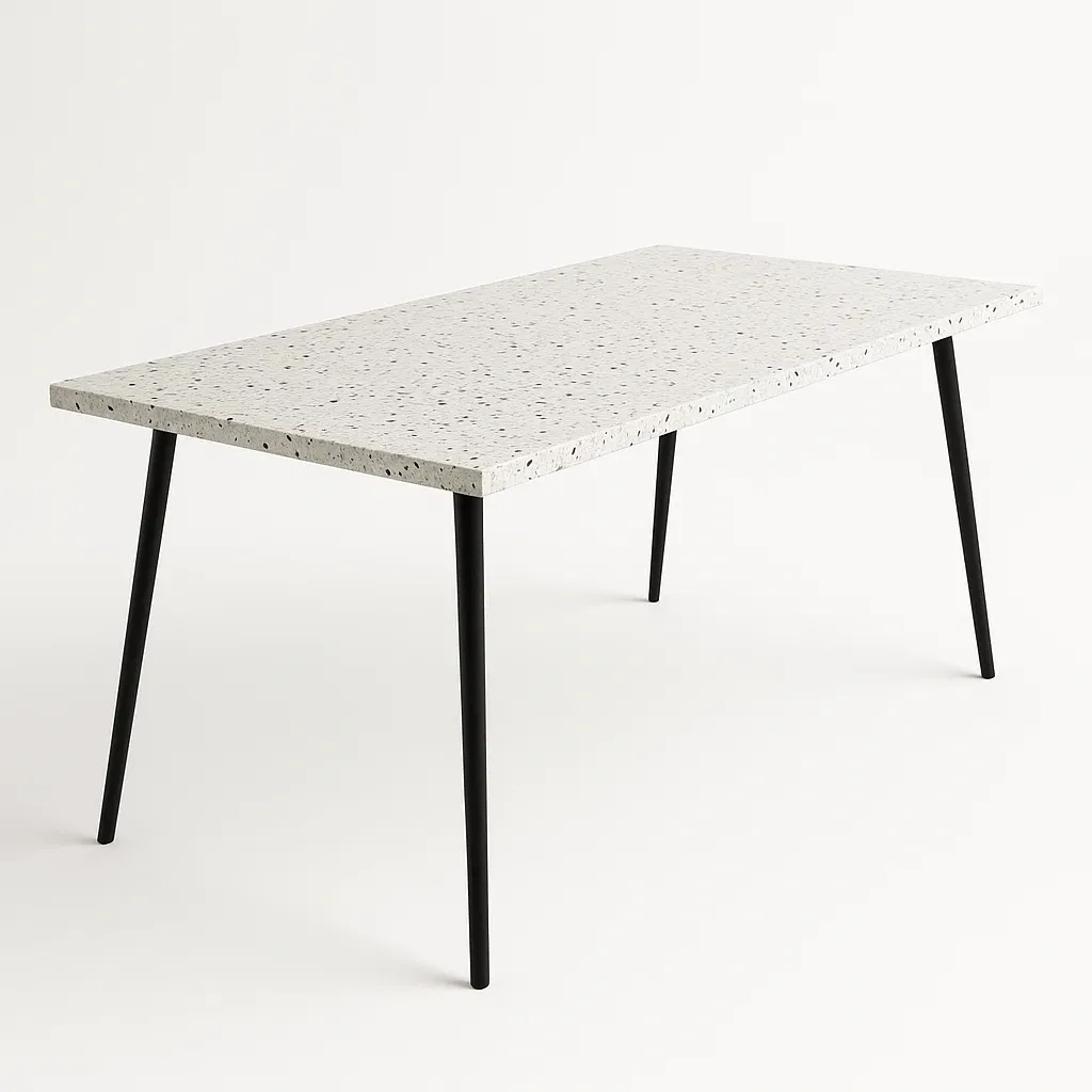 Puutarhapöytä Terrazzo Suorakaide 140x70 cm Valkoinen/Musta Metalli