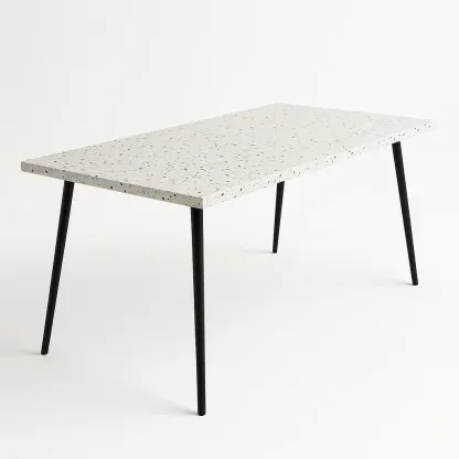 Puutarhapöytä Terrazzo Suorakaide 140x70 cm Valkoinen/Musta Metalli