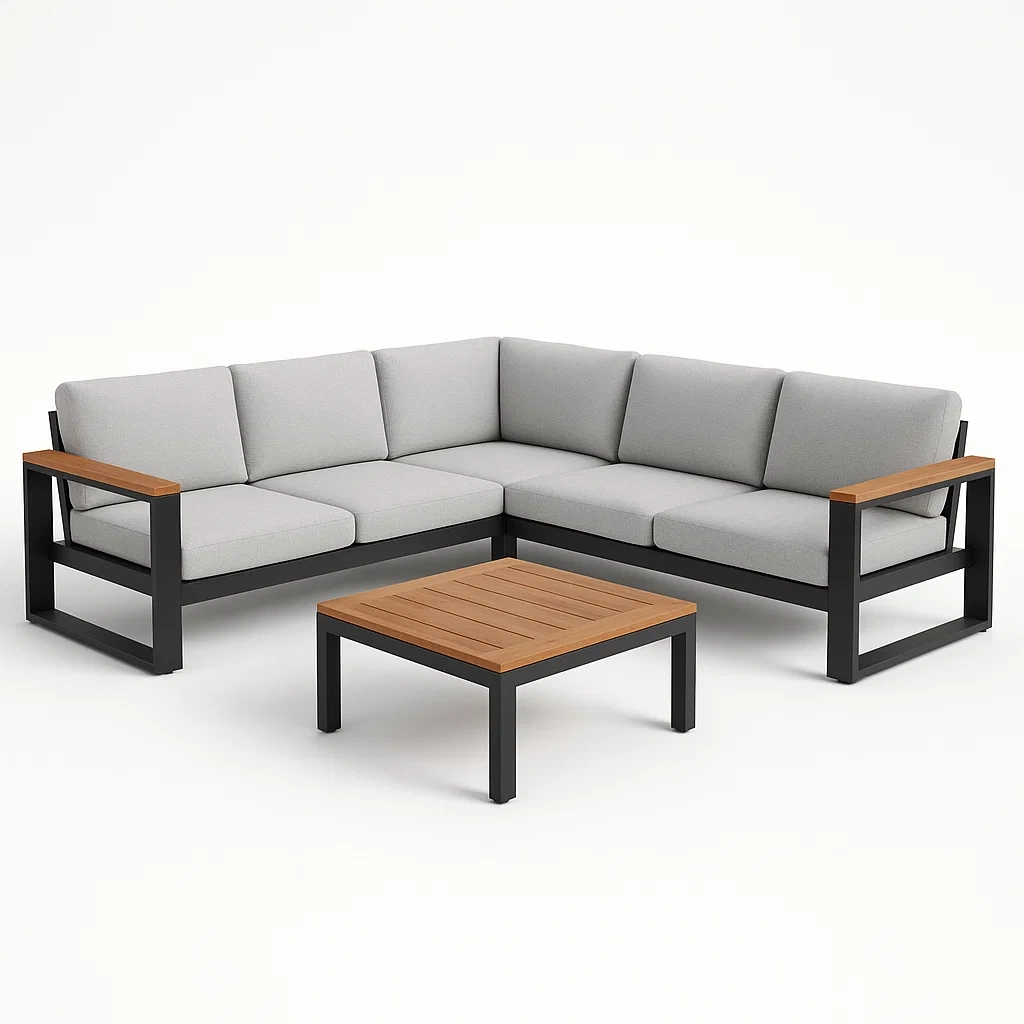 Puutarhasohvasetit Kulmasohvasetti Alumiinia ja Polyesteriä Harmaa/Musta 210cm x 210cm