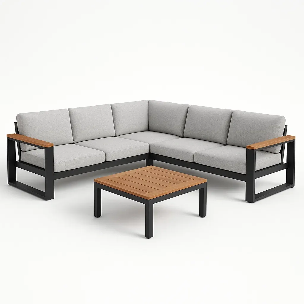 Puutarhasohvasetit Kulmasohvasetti Alumiinia ja Polyesteriä Harmaa/Musta 210cm x 210cm