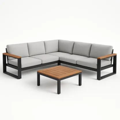 Puutarhasohvasetit Kulmasohvasetti Alumiinia ja Polyesteriä Harmaa/Musta 210cm x 210cm