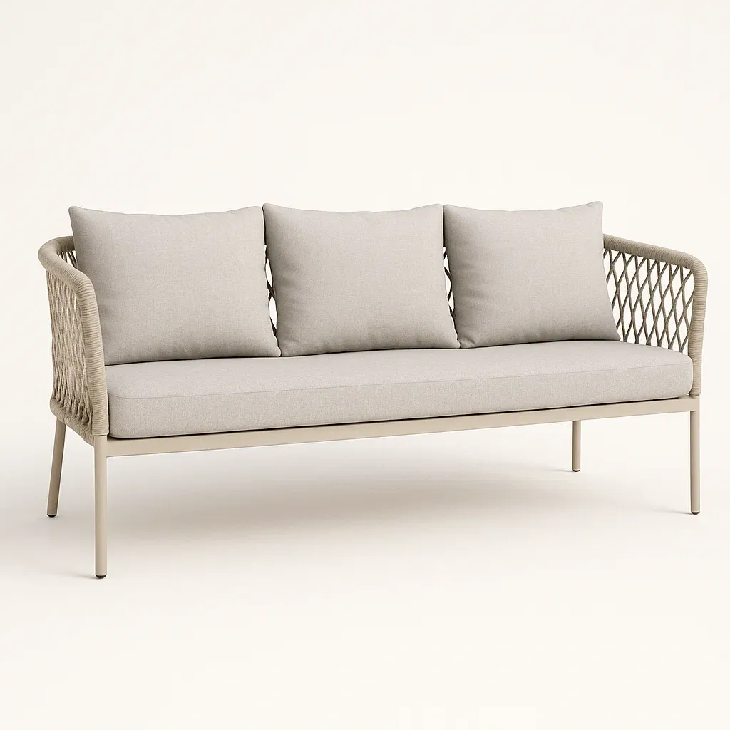 Puutarhasohvat Kolmen Istuttava Ulkokalustesohva Alumiinirungolla Beige