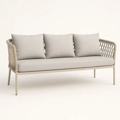 Puutarhasohvat Kolmen Istuttava Ulkokalustesohva Alumiinirungolla Beige