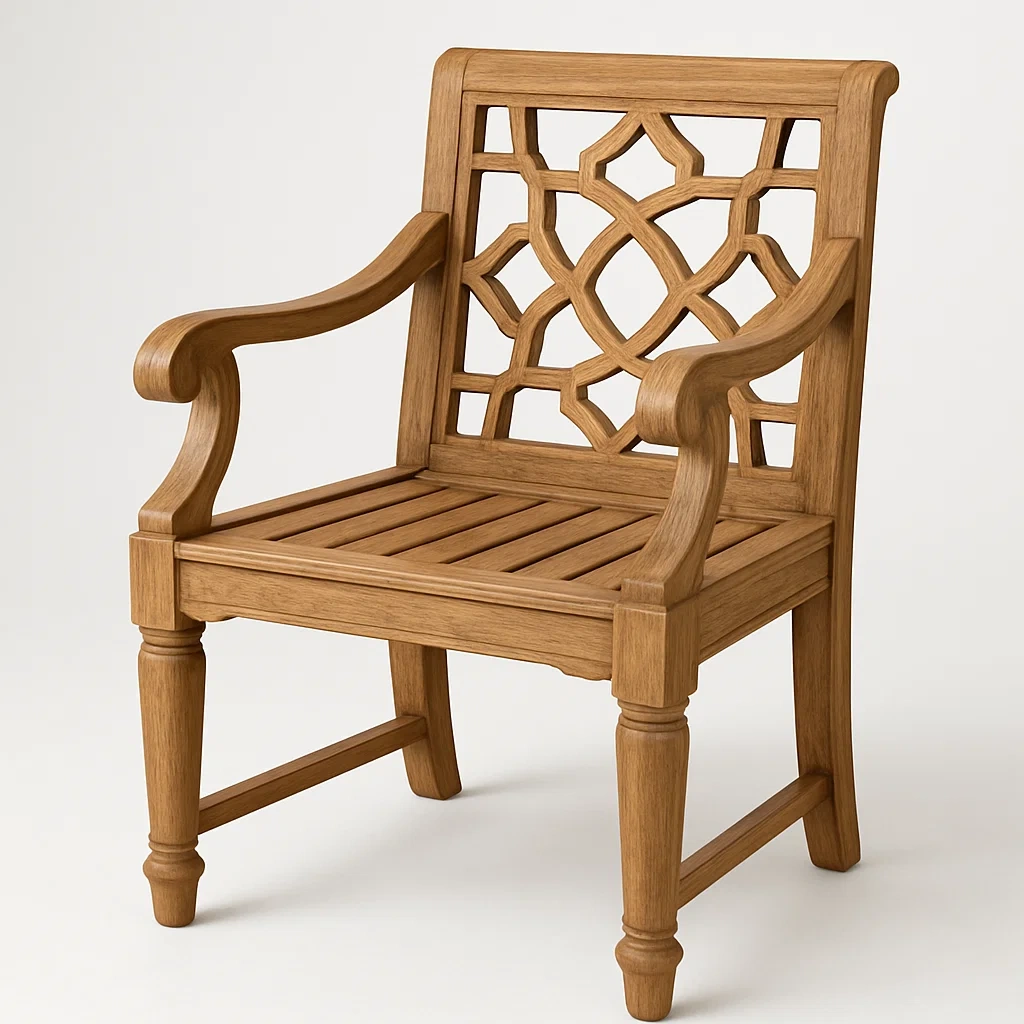 Puutarhatuoli käsinojilla Puinen Tuoli Koristeellisella Selkänojalla 50cm x 60cm x 90cm