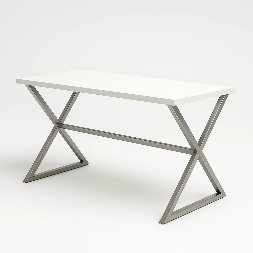 Ruokapöytä Valkoinen Metallijaloilla MDF Suorakulmainen 120cm x 60cm x 75cm