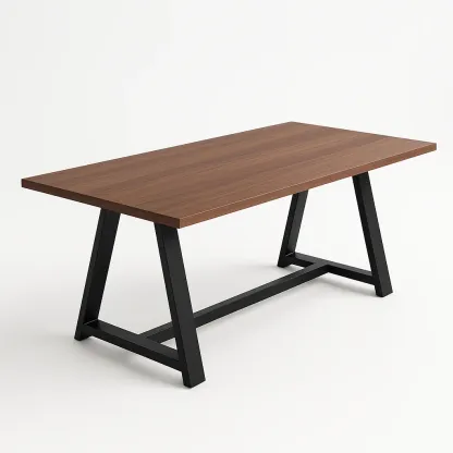 Ruokapöytä Pähkinä/Musta MDF Teräs Pöytälevy Metallijaloilla 180x90x75 cm