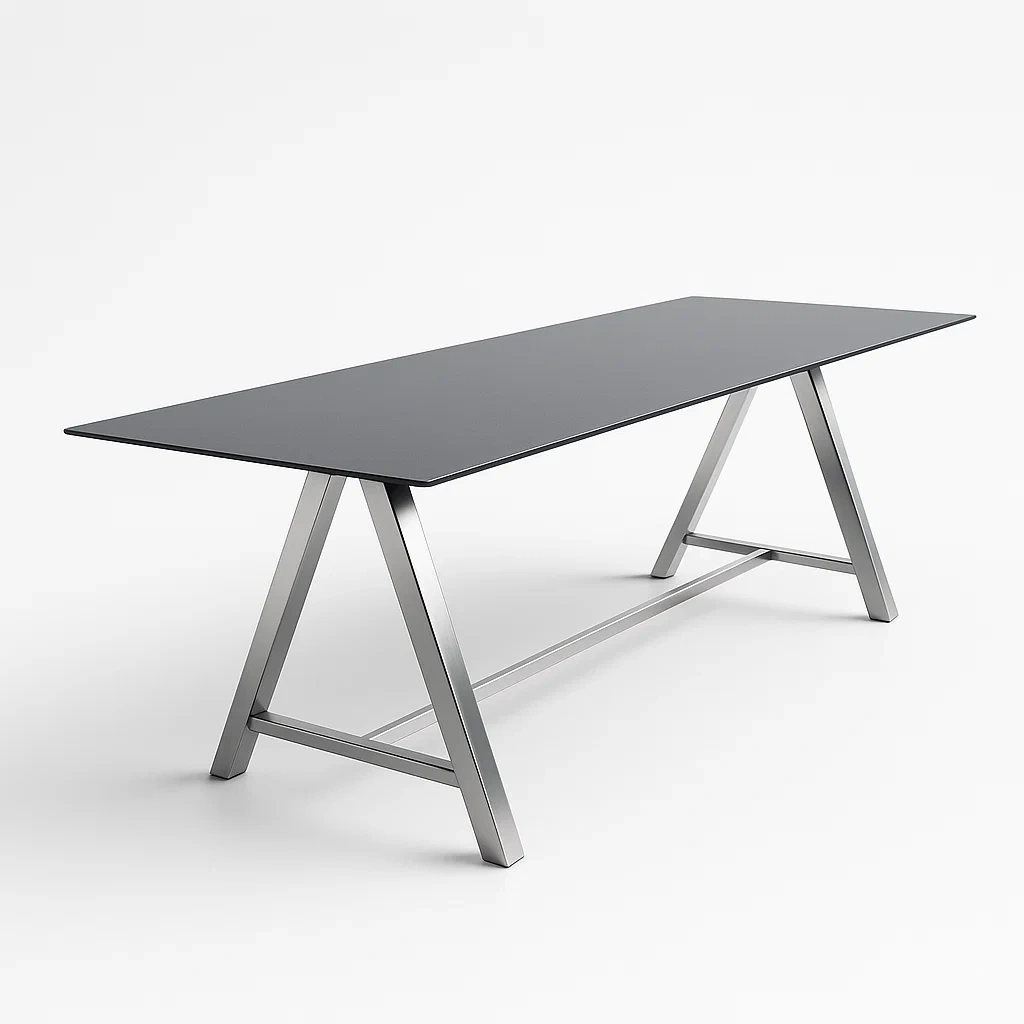 Ruokapöytä Mustalla Keraamisella Pöytälevyllä ja Teräsjaloilla 200x100x75 cm