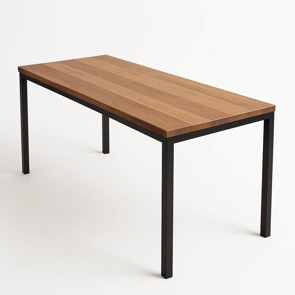 Ruokapöytä Puinen Suorakulmainen 180x90 cm Musta Metallijalka