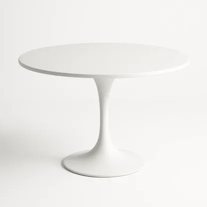 Ruokapöytä Pyöreä Valkoinen MDF Pöytälevy ja Teräsjalka 100 cm