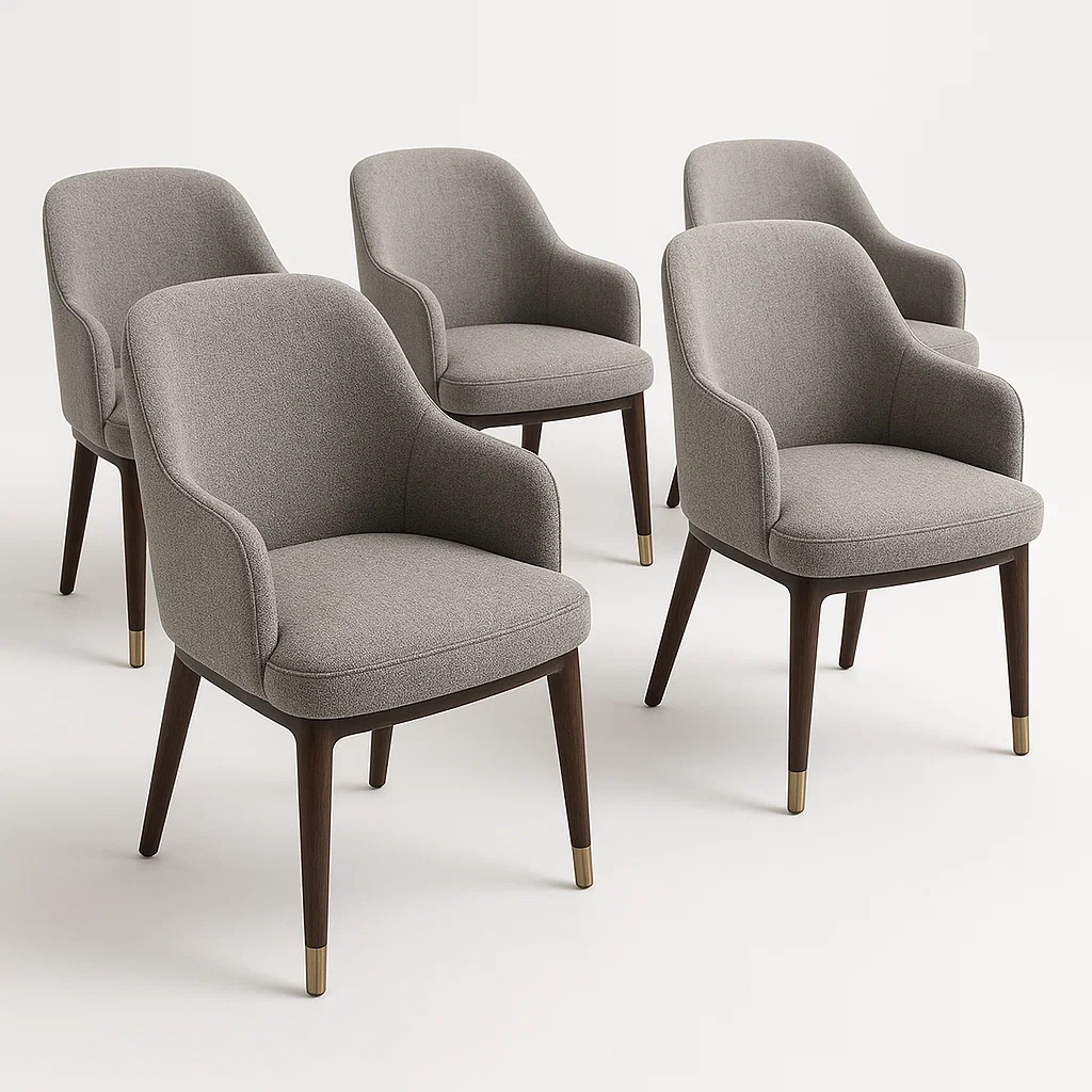 Tuolisetit 5 kpl Harmaat Ruokapöydän Tuolit Polyesterikangasverhoilu Mäntyjalat