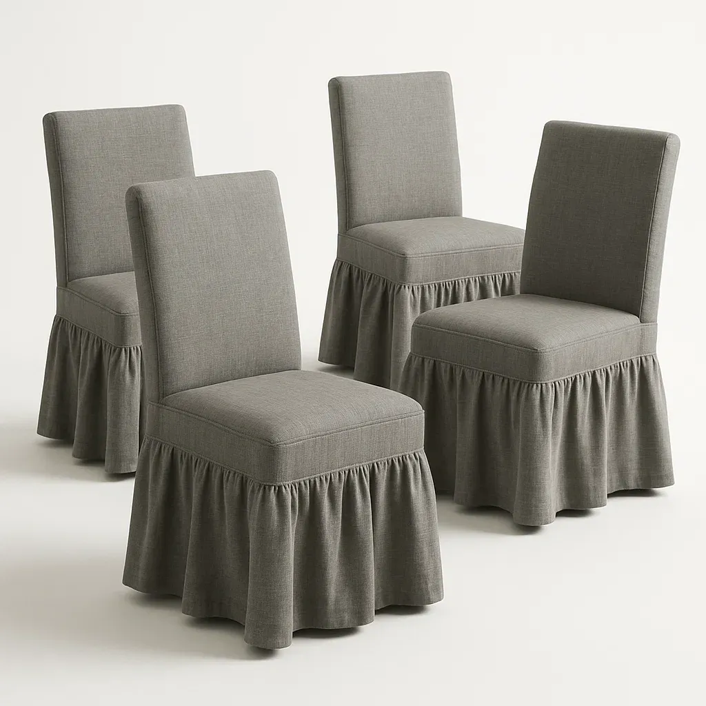 Tuolisetit Harmaat Ruokatuolit Verhoilu Polyesteri Suorakulmainen 94cm Korkeus Setti 4 kpl