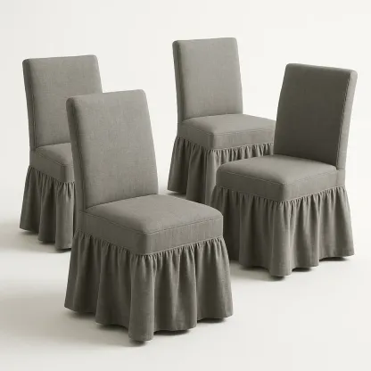 Tuolisetit Harmaat Ruokatuolit Verhoilu Polyesteri Suorakulmainen 94cm Korkeus Setti 4 kpl