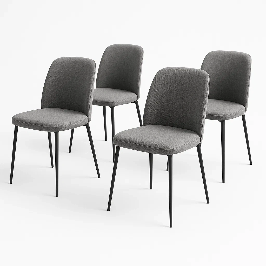Tuolisetit 4 kpl Ruokatuolit Kangasverhoiltu Metallijalat Harmaa 45x53x85cm