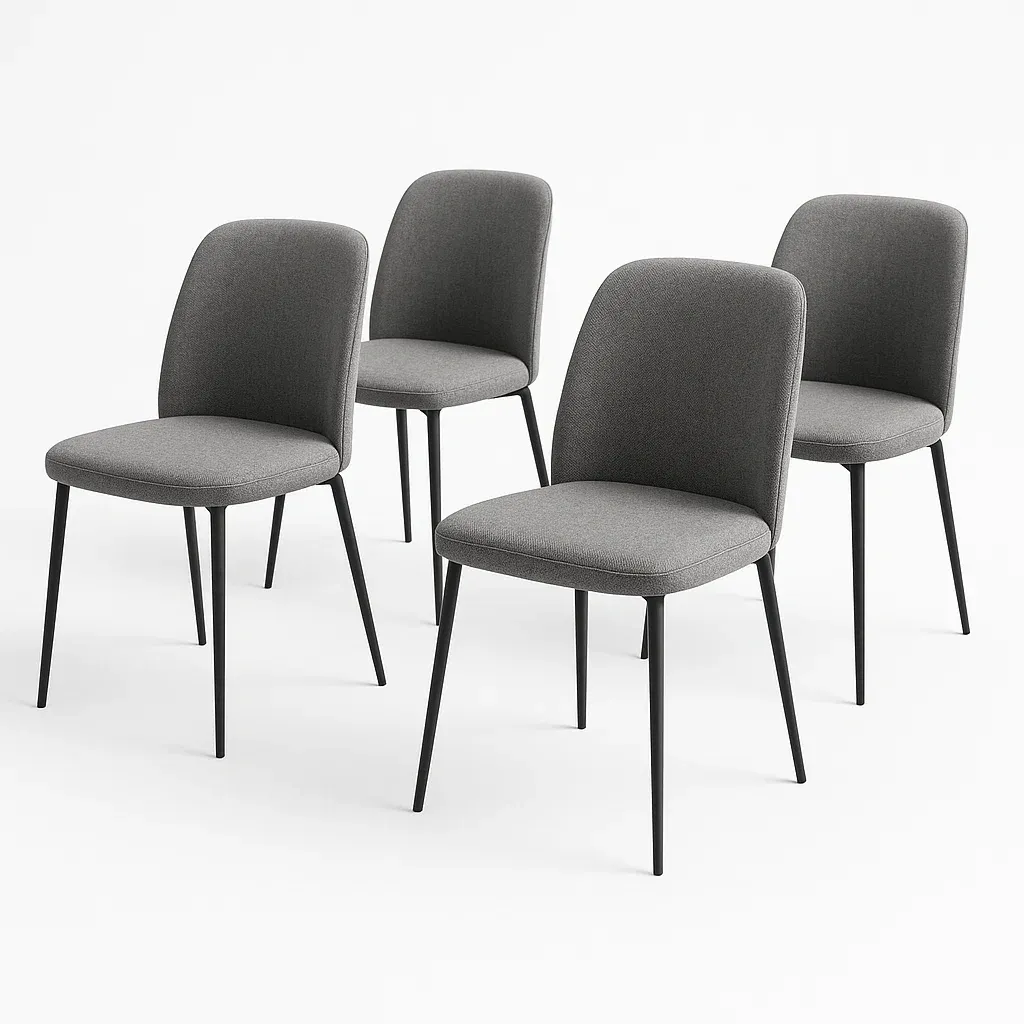 Tuolisetit 4 kpl Ruokatuolit Kangasverhoiltu Metallijalat Harmaa 45x53x85cm