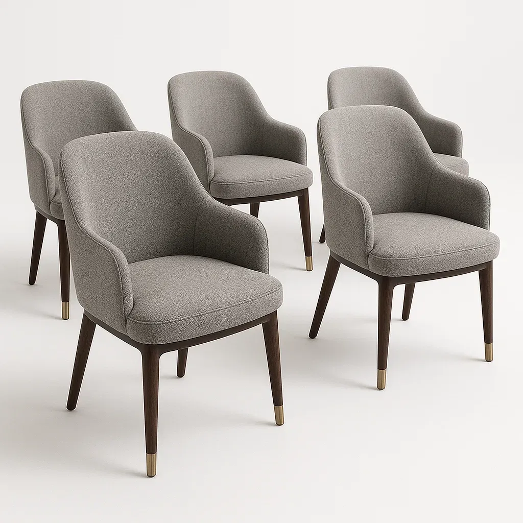 Tuolisetit 5 kpl Harmaat Ruokapöydän Tuolit Polyesterikangasverhoilu Mäntyjalat