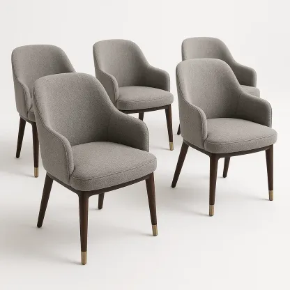 Tuolisetit 5 kpl Harmaat Ruokapöydän Tuolit Polyesterikangasverhoilu Mäntyjalat