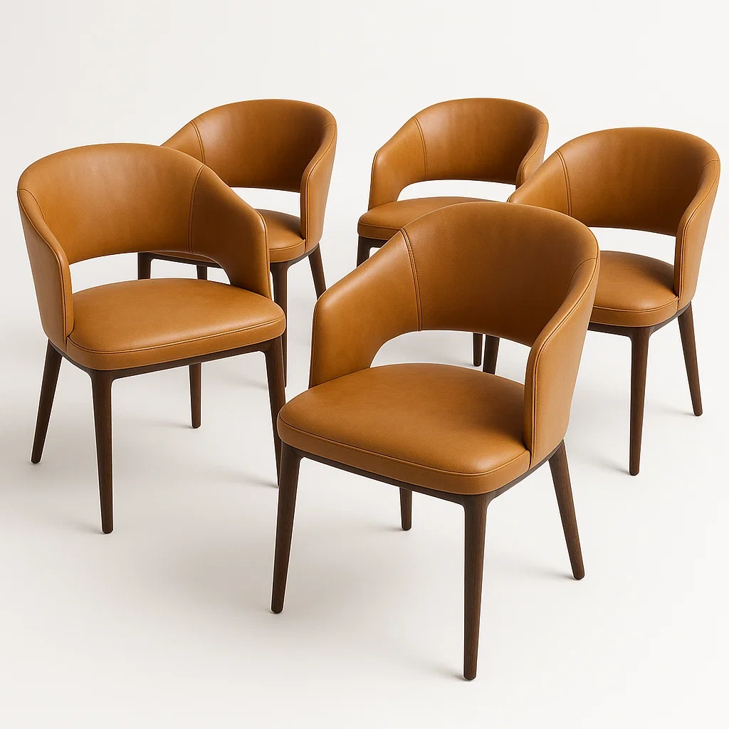 Tuolisetit 5 kpl Setti Keinonahka Ruokatuolit Ruskea Puu Jalat