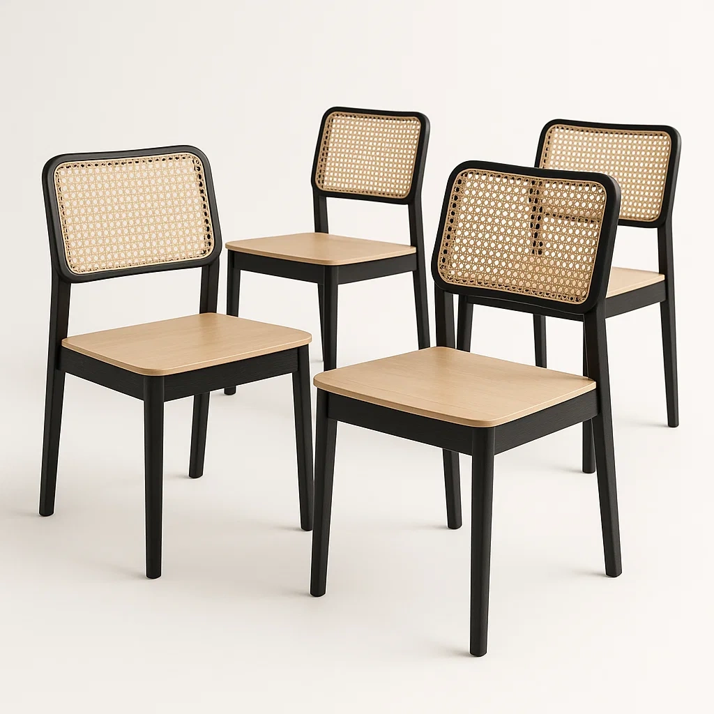 Tuolisetit Puinen Ruokatuolisetti 4 kpl Musta/Inkaari