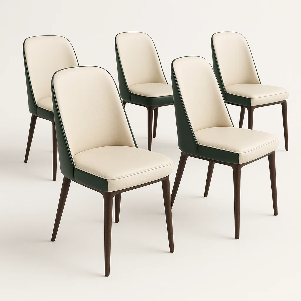 Tuolisetit 5 Kappaletta Ruokailutuoleja Keinonahka Puurunko Kerma Vihreä 52x54x85 cm