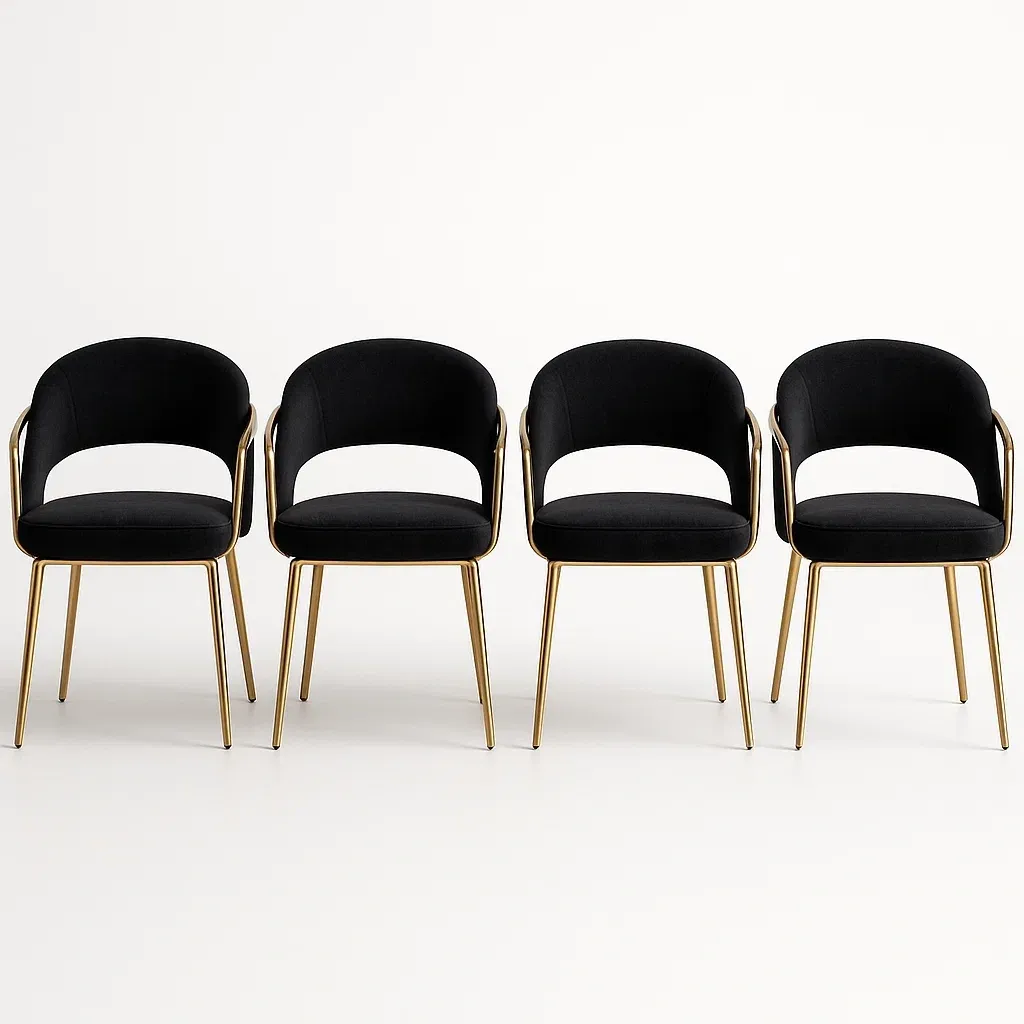 Tuolisetit 4 Kappaletta Mustia Tuolipakettia Metallijaloilla