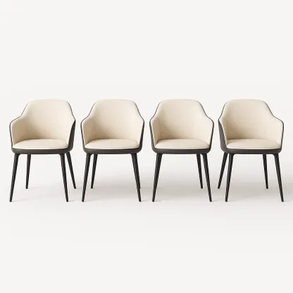 Tuolisetit Neljä Kappaletta Pehmustettu Tuoli Nahka/Metalli Musta/Beige 54x58x76 cm