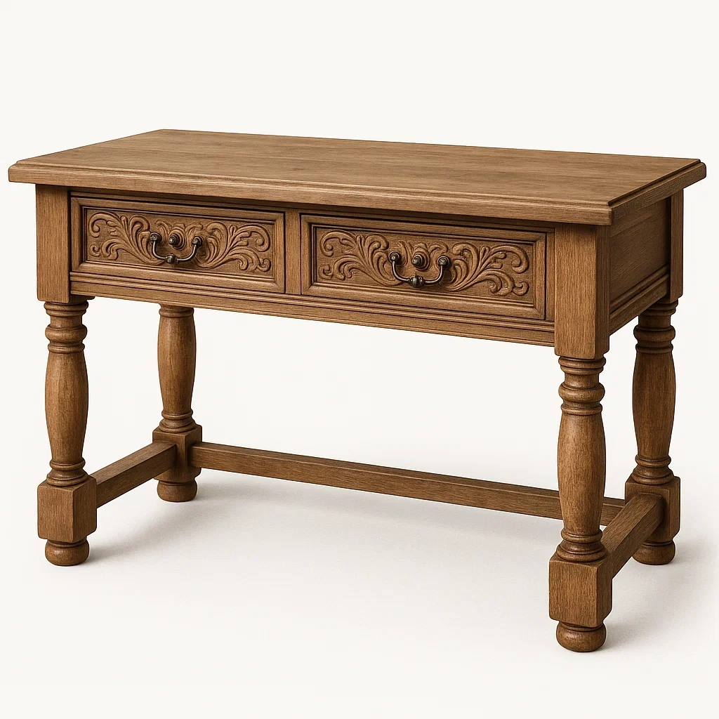 Toimistopöytä Puu Koristeellisilla Vetolaatikoilla Tammi 120x60x75 cm