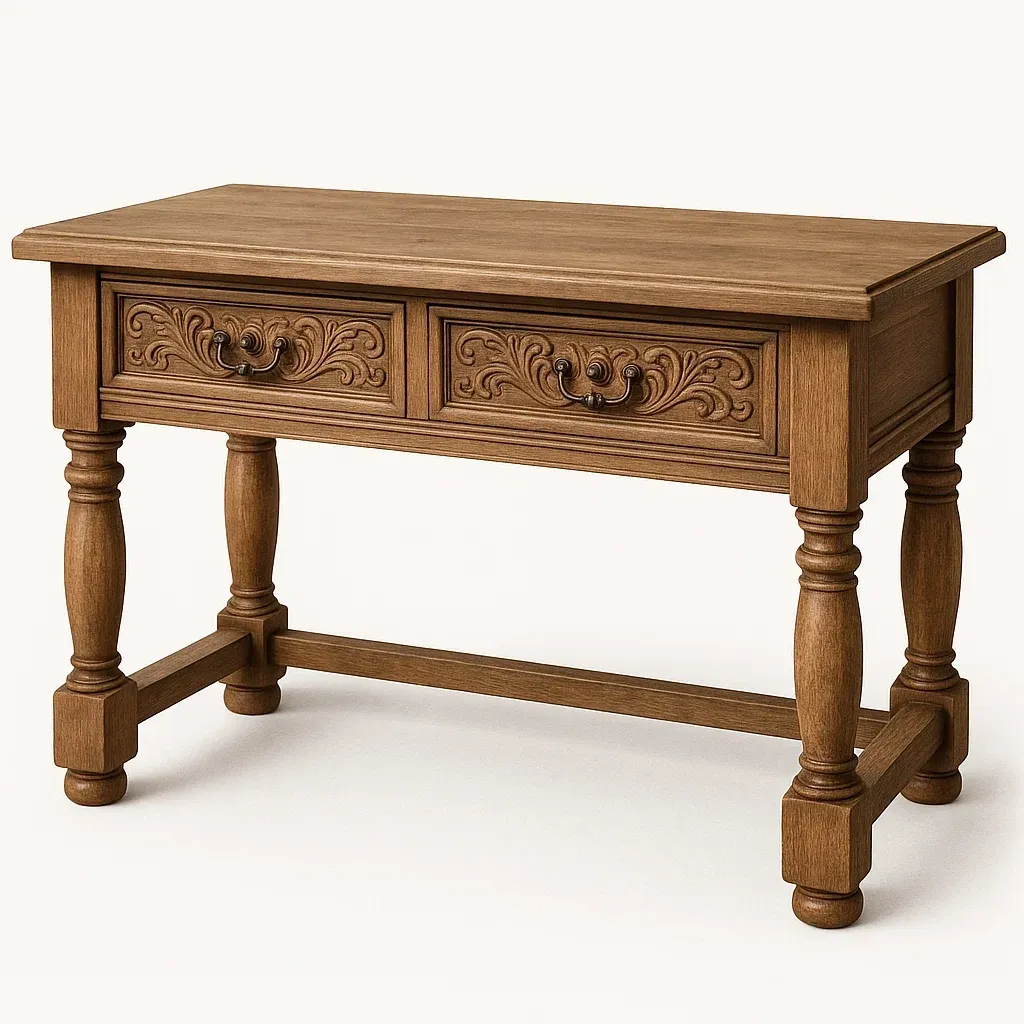 Toimistopöytä Puu Koristeellisilla Vetolaatikoilla Tammi 120x60x75 cm