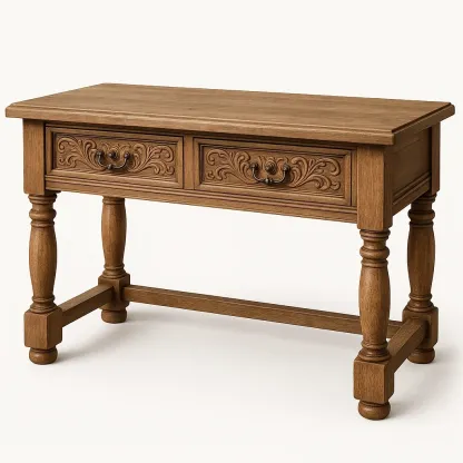 Toimistopöytä Puu Koristeellisilla Vetolaatikoilla Tammi 120x60x75 cm