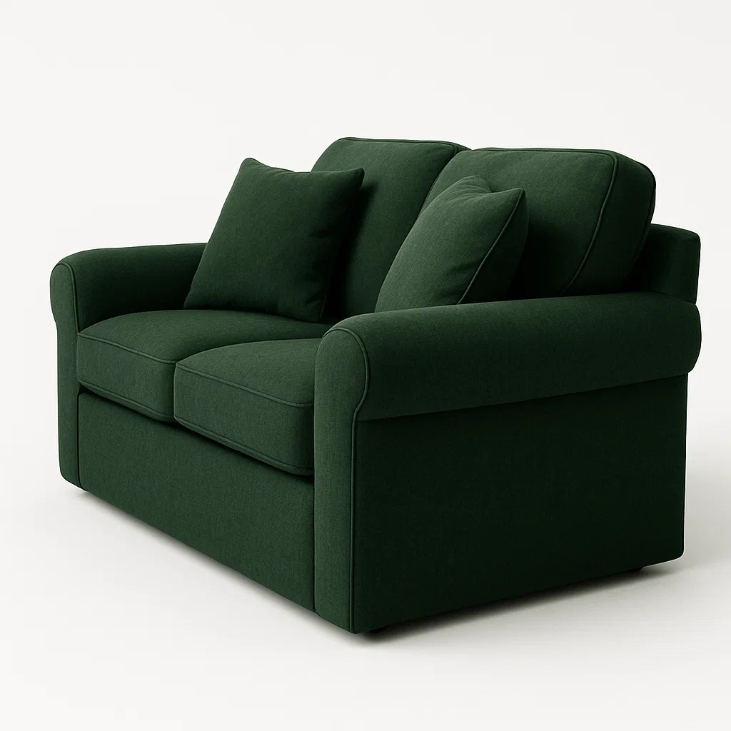 2-istuttava sohva puuvillakangas syvävihreä 150x90x85 cm