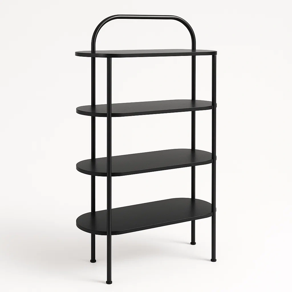 Hylly musta metalliteline 4-tasoa 40x20x90 cm