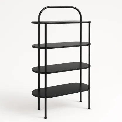 Hylly musta metalliteline 4-tasoa 40x20x90 cm