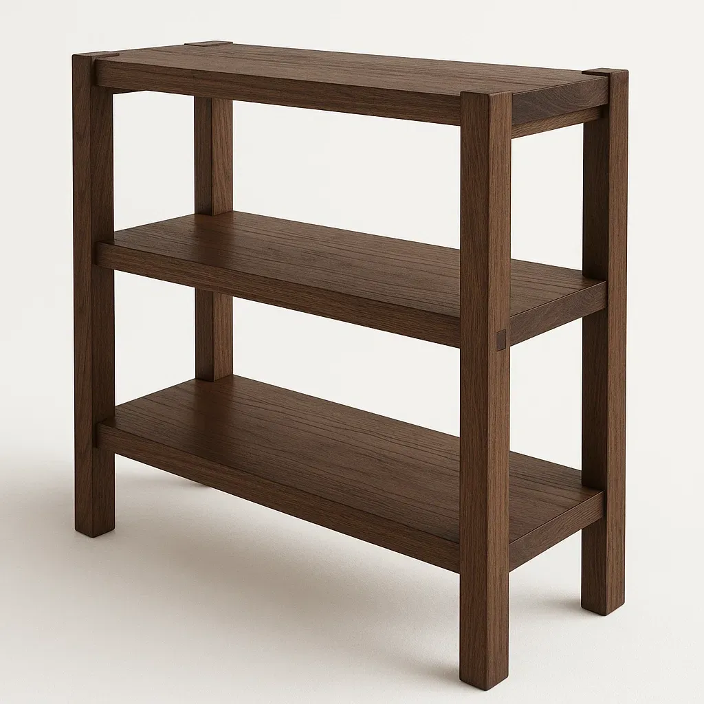 Hylly kolmitasoinen pähkinäpuuta 80x30x90 cm