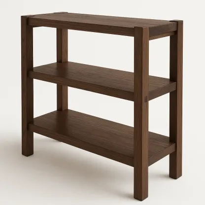 Hylly kolmitasoinen pähkinäpuuta 80x30x90 cm