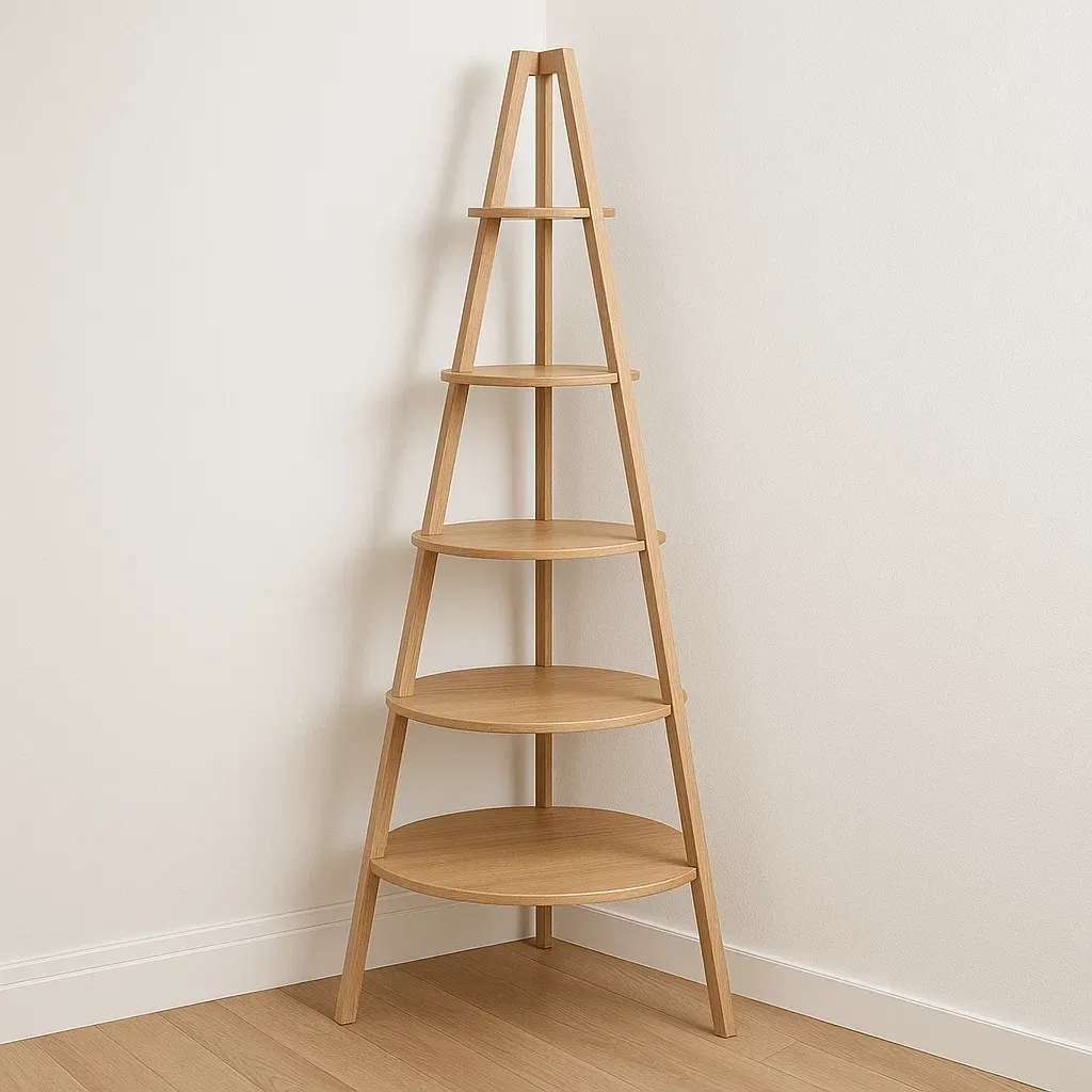 Hylly kulma puinen viiden tason pyöreä 150 cm