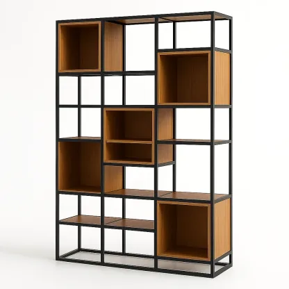 Hylly metalli/puukomposiitti musta/ruskea 180x120x30 cm