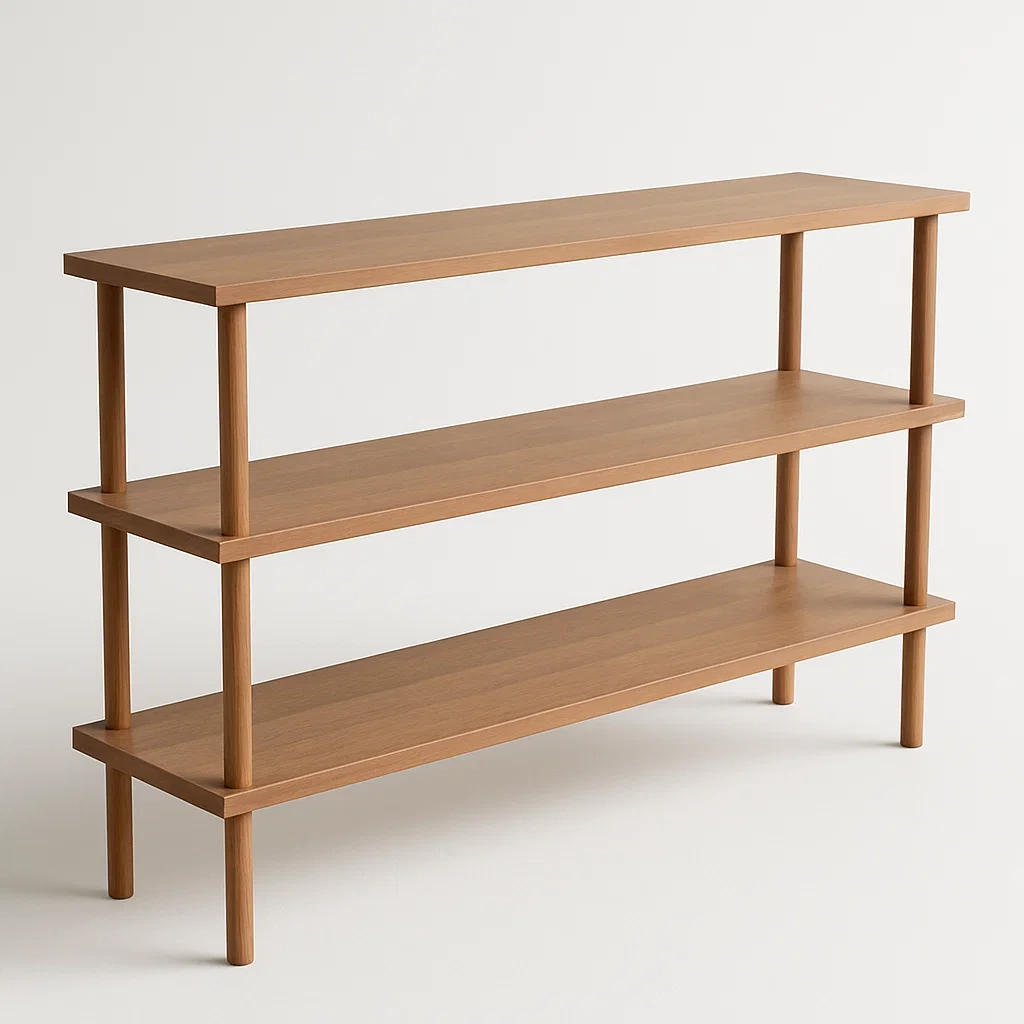 Hylly kolmitasoinen puuviilutettu suorakulmainen 90x30x80 cm