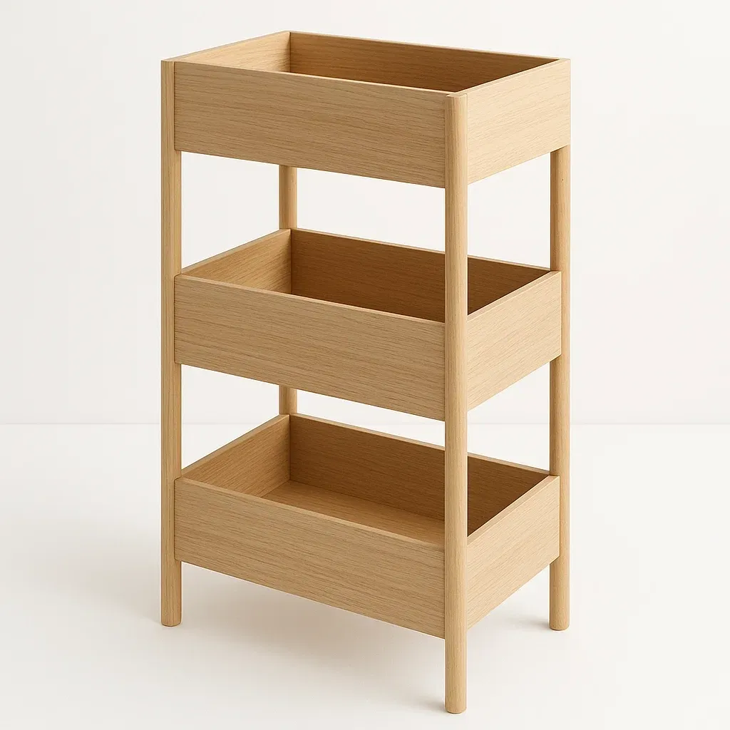 Hylly puinen kolmitasoinen säilytysteline 85x45x30 cm